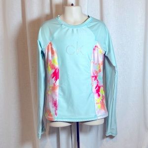 Girls Calvin Klein Rash Guard Swim Shirt